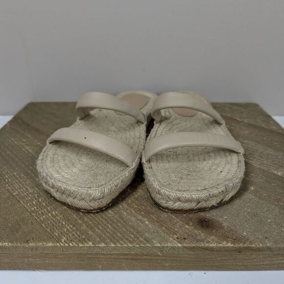 Everlane Leather Espadrille Sandals Size 8 New Flat Jute Sole Beige Minimalist S - Picture 7 of 8